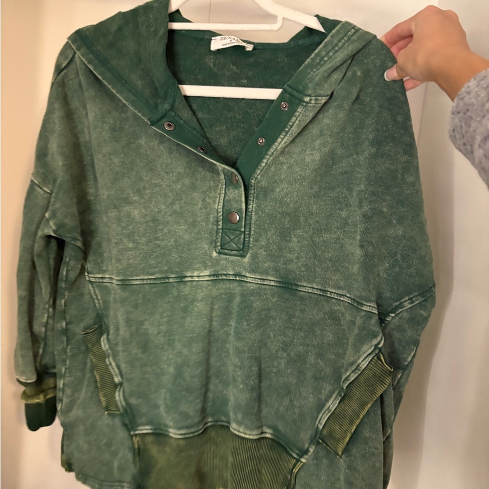 Zenana Outfitters Forest Green Button-Up Top